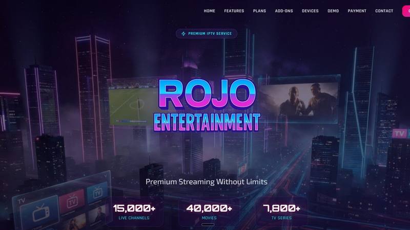 Rojo Entertainment — IPTV Streaming Service Website Design