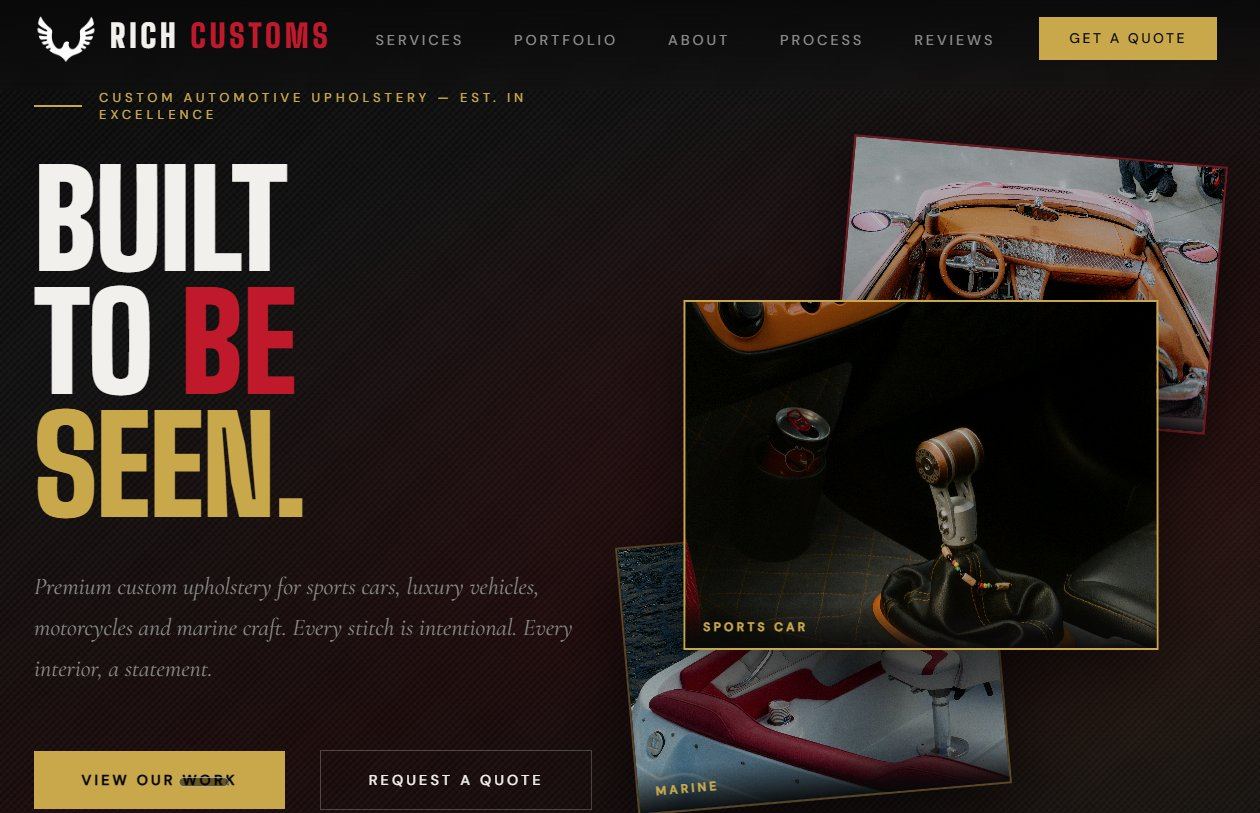 Rich Customs — Custom Automotive Upholstery Website Design