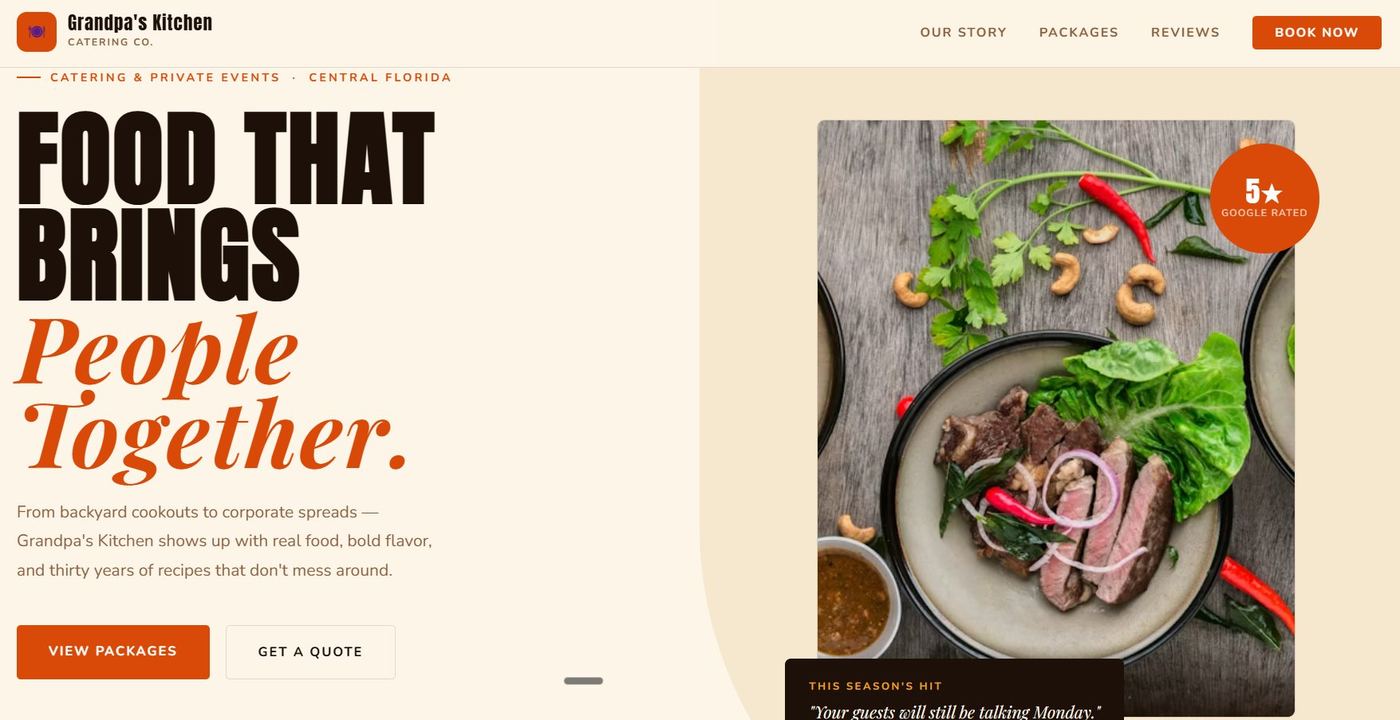 Grandpa's Kitchen Catering Co. — Website Design Central Florida
