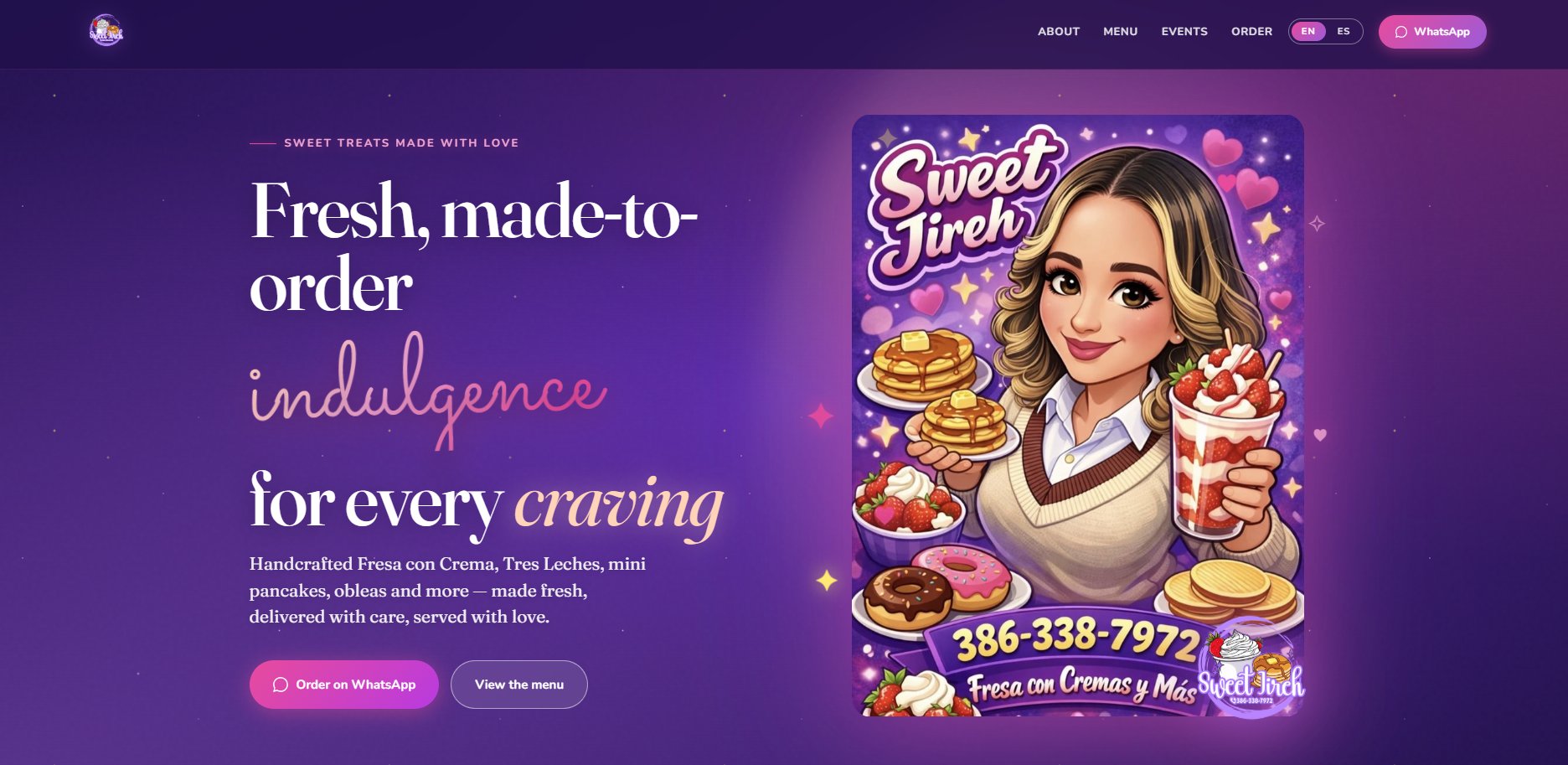 Sweet Jireh — Fresa con Crema and Desserts Website Design